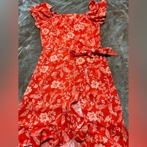 Floral Red Dress